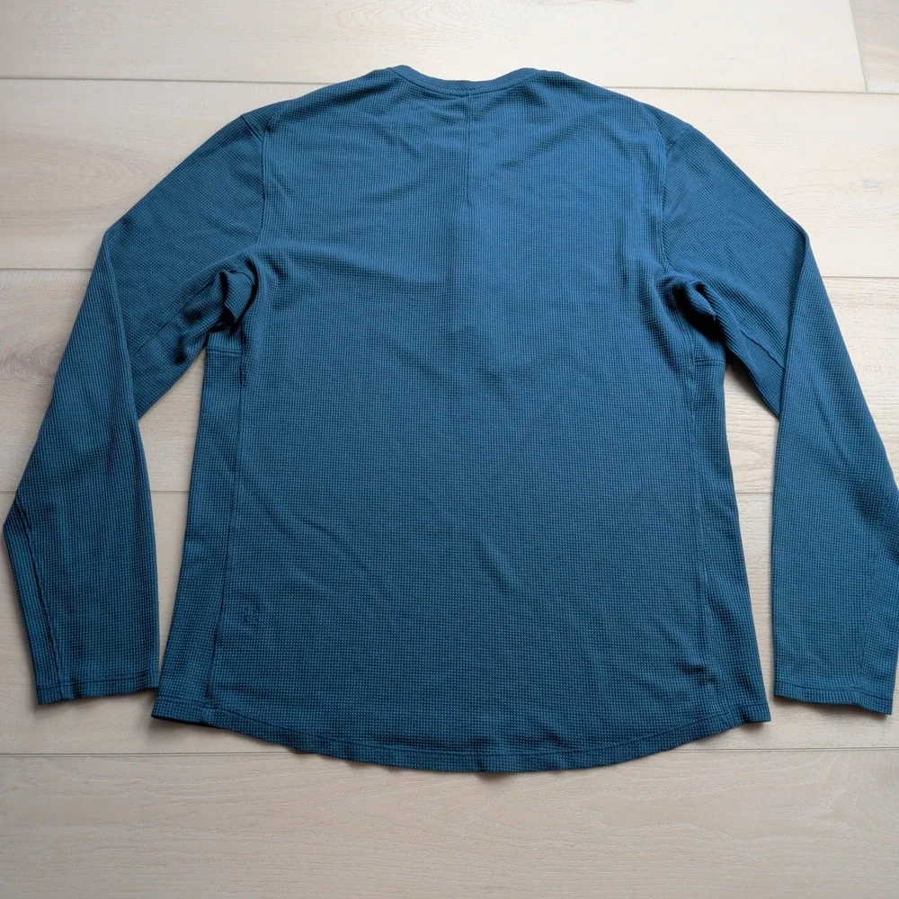 Lululemon Henley Long Sleeve Shirt Mens Large Blue Waffle Knit‎